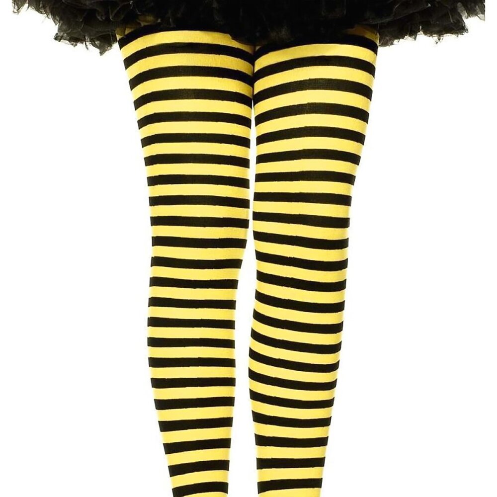 New in Package Claire's Black & Yellow Striped FOOTLESS Tights S/M